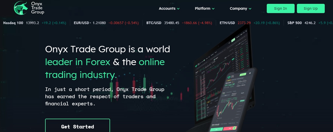 Onyx Trade Group website