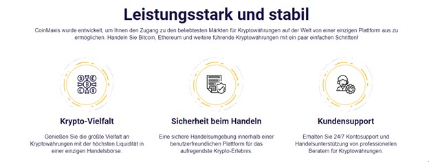 Coinmaxis Der Internetauftritt des Brokers