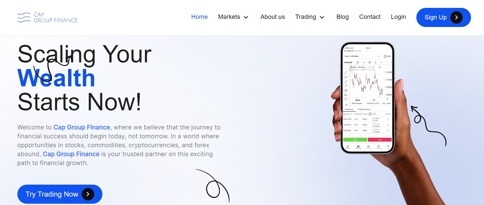 Cap Group Finance website