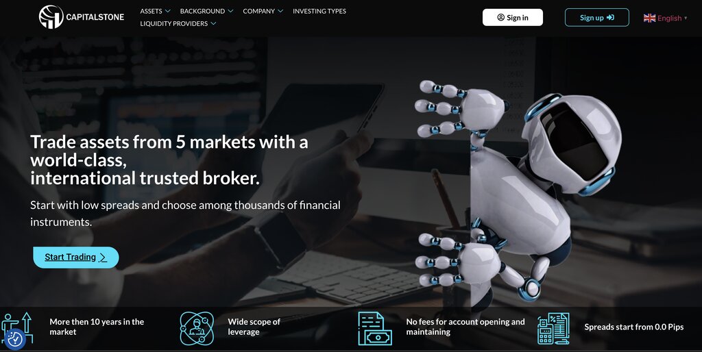 Capital Stone home page screenshot