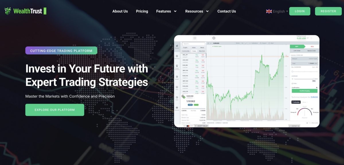 Wealth trust capital home page screenshot